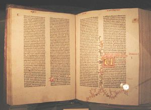 Die Gutenbergbybel, die eerste gedrukte boek.